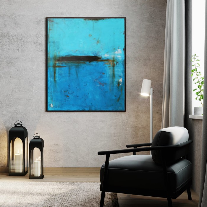 turkusowy obraz do salonu