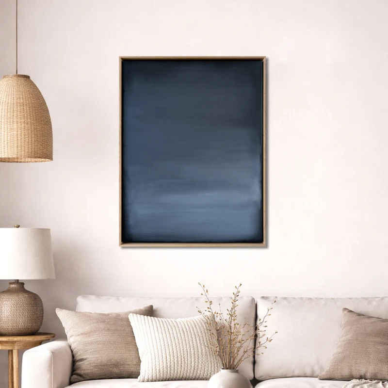 Obraz olejny w formacie 80x60cm oprawiony w ramę z naturalnego dębu pasuje idealnie do salonu