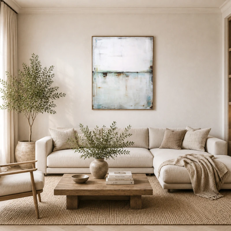 Najbardziej naturalnym wyborem byłby salon w stylu japandi, modern organic albo minimalistycznym.