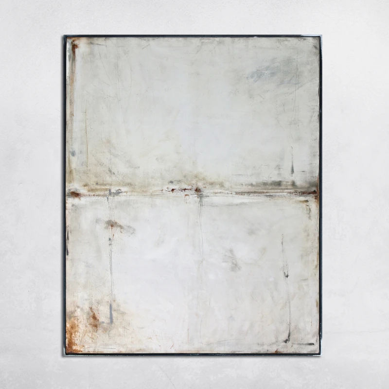 obraz olejny - Biel i beż II, format 110x90cm, oprawiony w metalową ramę, dostępny