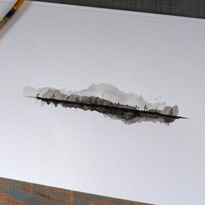Pojedyncza sztuka. Praca oprawiona jest w białe passe partout i czarną, aluminiową ramę.