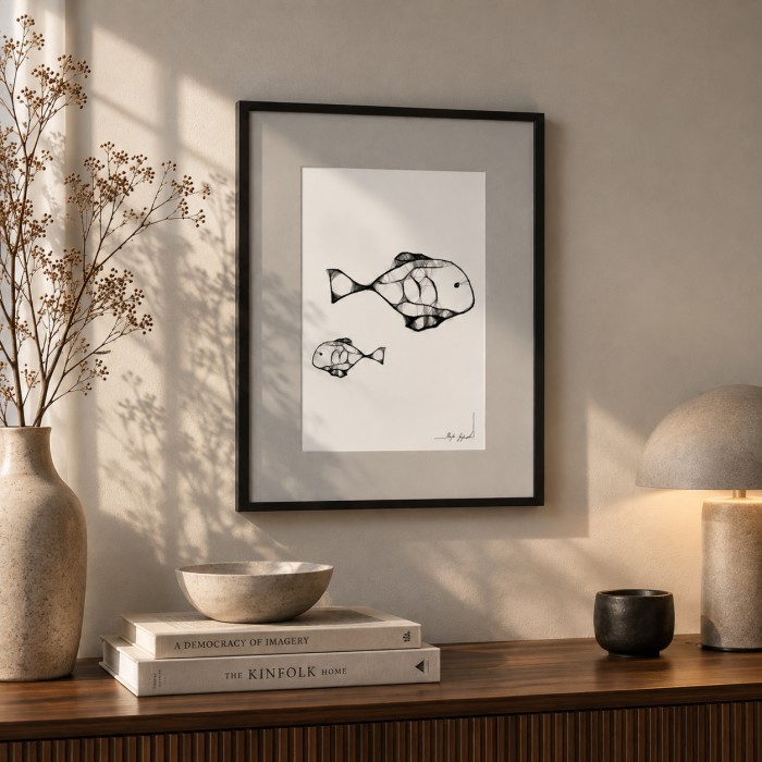 Autorska grafika nr 2 - Ryby, grafika do przedpokoju