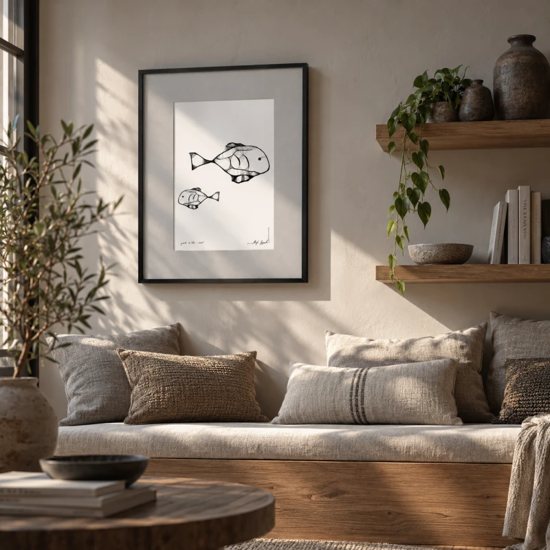 Autorska grafika nr 2 - Ryby, grafika do salonu